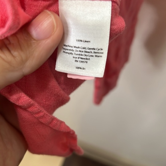 Vineyard Vines long sleeve button down Linen shirt Pink XS - Picture 5 of 6